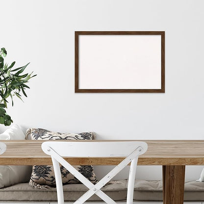 Amanti Art White Cork Board for Wall, 13x19 Vision Board with Brown Wood Frame, Small Corkboard Office Decor for Home Organization, Country Rustic Corkboard Pinboard to Display Items for Home