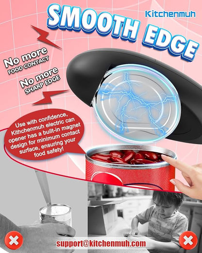 One Touch Electric Can Opener Fits Almost All Can Sizes for Seniors with Arthritis, Hand Held Battery Operated Can Opener with Smooth Edge, Food Safe Kitchen Gadgets Automatic Can Opener for Kitchen