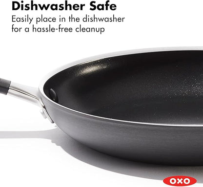 OXO 10” Non-Stick Every Day Frying Pan, BPA-Free Comfort Grip Silicone Handle, Dishwasher & Oven Safe, PFAS-Free Ceramic Skillet, Black