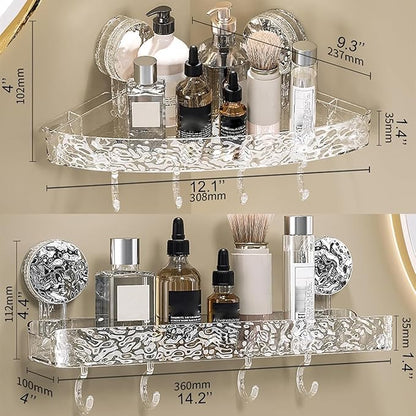 No-Drill Bathroom Suction Storage Box, Corrugated Suction Cup Shower Shelf - Heavy Duty Shower Caddy with Strong Suction Cups, Waterproof Bathroom Organizer (#3)