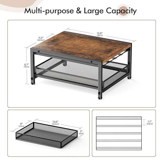 Kssiaz K Cup Holder, 2-tier Coffee Pod Holder for 48 Pods, K Cup Drawer Organizer with Sliding Storage Drawer, Coffee Bar Station Organizer for Countertop, Space Saving, Home & Office, Black