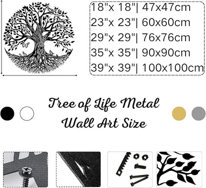 Yemwot Metal Tree of Life Wall Decor, Circle of Life Metal Tree Wall Art, Branch Art, Spiritual Decor, Modern Sculpture Decoration, Living Room Bedroom Decoration(Black-Tree 4,18"x 18"| 47x47cm)