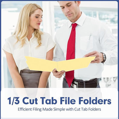 File Folder, PANDRI 270 Pack File Folder, 1/3 Cut Tab, Letter Size, Filing Folder for Office School Business, Manila