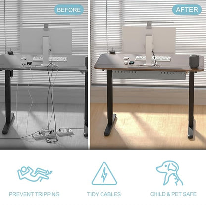 Electric Standing Desk with Cable Management Tray,55x24 Inch Adjustable Height Sit Stand Desk,with Memory Presets & Anti-Collision Computer Desk,for Office,Home,Walnut Top&Black Frame