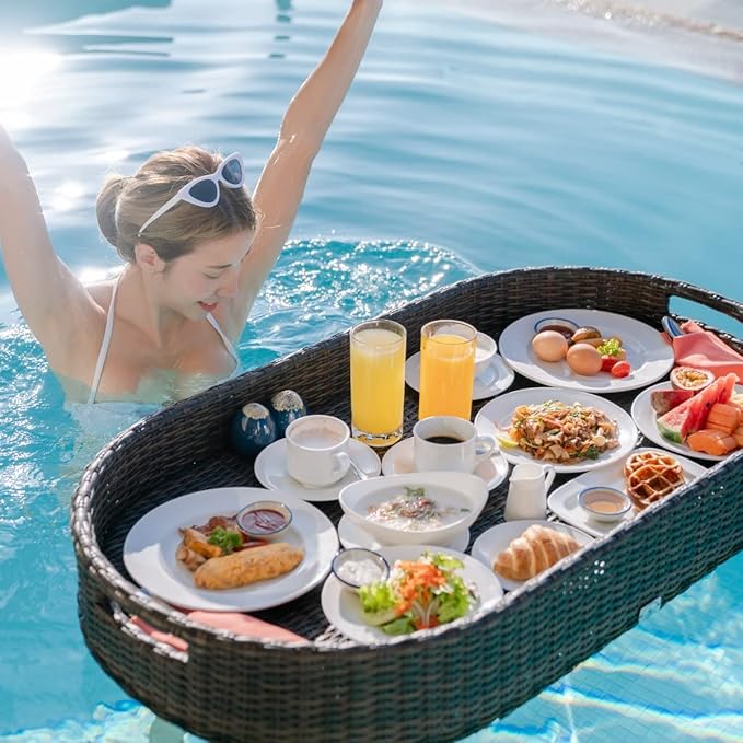 Kordes Extra Large Deluxe Floating Tray for Pool - Floating Pool Tray - Stylish Breakfast Tray on The Water - Floating Bar for Pool