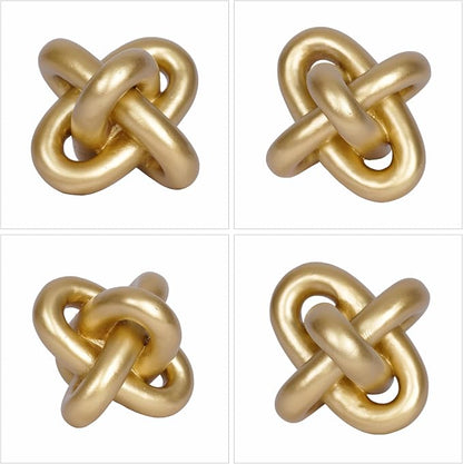 Gold Knot Statue Decor Modern Geometric Round Sculpture Table Sculptures and Figurines Round Decorative Ornaments Knick Knacks Home Decor for Shelves Coffee Table Bookshelf Decoration Gifts