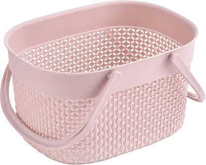 rejomiik 2 Pack Plastic Shower Caddy Basket, Portable Organizer Storage Tote with Handles Toiletry Bag Bin Box for Bathroom, College Dorm Room Essentials, Kitchen, Camp, Gym, Pink