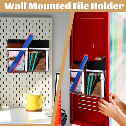 8 Pack Magnetic File Holder for Refrigerator 12 x 9.5 Inch Hanging Paper Organizer Black Board Organizer with 2 Magnetic Pocket Office Supplies Storage for Notebooks Planners Mail Letters