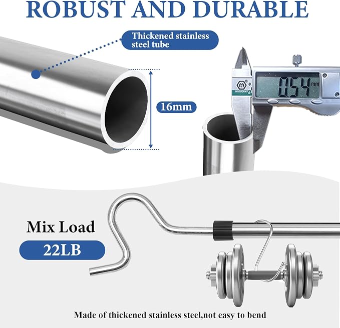 Clothes Hook Pole, Clothes Hanger Reaching Hook for Hanging Clothes Light and Plants Extendable from 35" to 50" Made of Stainless Steel Tube with Sponge Handle (50inch)