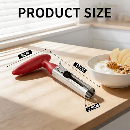 Apple Corer Tool, Apple Core Remover with Ergonomics Handle,Red | Stainless Steel Corer,Sharp Serrated Blades,Hand wash/Dishwasher