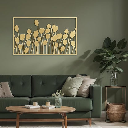 SIGNLEADER Metal Wall Decor Lotus Leaf Minimalist Modern Abstract Wall Sculpture Hangings Home Decoration for Living Room, Bedroom, Bathroom, Kitchen, Outdoor - 24" Gold