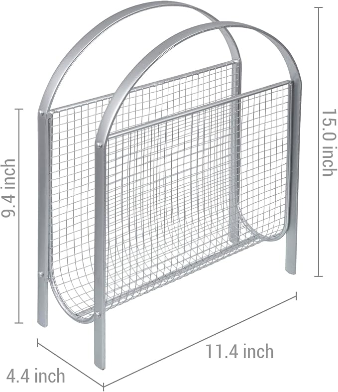 MyGift Magazine Rack, Floor Freestanding Magazine Holder for Bathroom Bedroom Office, Books Newspapers File Mail Organizer, Mid Century Modern Decor Wire Storage for Tablets and Documents