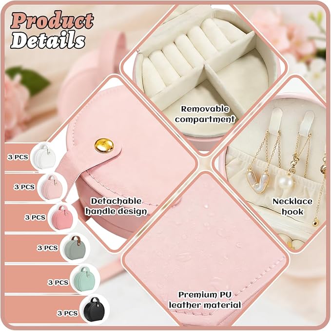 18 Pcs Mini Jewelry Travel Case,Gorgeous Leather Travel Jewelry Box for Bridal Proposal Gifts,Exquisite Multicolor Bulk Jewelry Boxes for Rings,Earrings and Necklaces