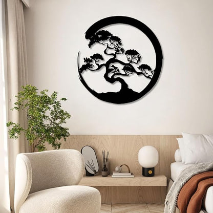 Yemwot Metal Tree of Life Wall Decor, Circle of Life Metal Tree Wall Art, Branch Art, Spiritual Decor, Modern Sculpture Decoration, Living Room Bedroom Decoration (Black-Tree 3, 37"x 39"| 93x100cm)