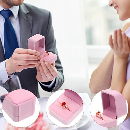 Zhanmai 12 Pcs Christmas Velvet Ring Box Jewelry Box Earring Jewelry Case Gift Boxes for Xmas Women Wedding Engagement Birthday Anniversary Valentines Day 2.12 x 1.77 x 2 Inch(Pink)