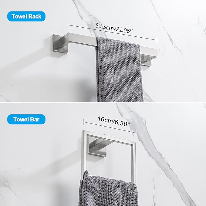 4-Pieces Bathroom Accessories Set, Towel Bar Towel Racks Towel Holder Toilet Paper Holder Stainless Steel Bathroom Hardware Set Wall Mounted Towel Racks for Bathroom, Brushed Nickel, 23 Inch