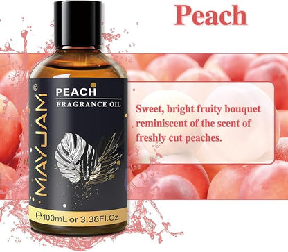 MAYJAM 100ML/3.38FL.OZ Peach Fragrance Oils with Glass Dropper, Essential Oils for Diffusers for Home, Long Lasting Scented Oils for Diffusers Soap Candle Making