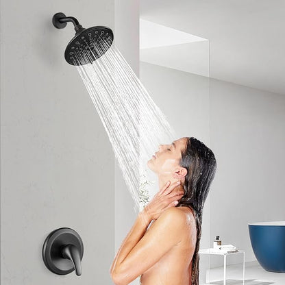 gotonovo Shower Faucet Set Bathroom Shower Head and Handle Set Complete 6 Settings 6 inch Rainfall Shower Head Kit High Pressure Shower System Combo Shower Trim Kit with Valve Oil Rubbed Bronze