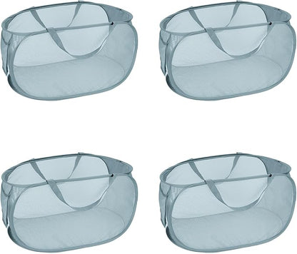 4 Pcs Mesh Popup Laundry Hamper, Opening Laundry Basket,Popup Laundry Basket with Durable Handles,Foldable Pop-up Mesh Hamper Dirty Clothes Basket for Clothes & Laundry-Home Organization