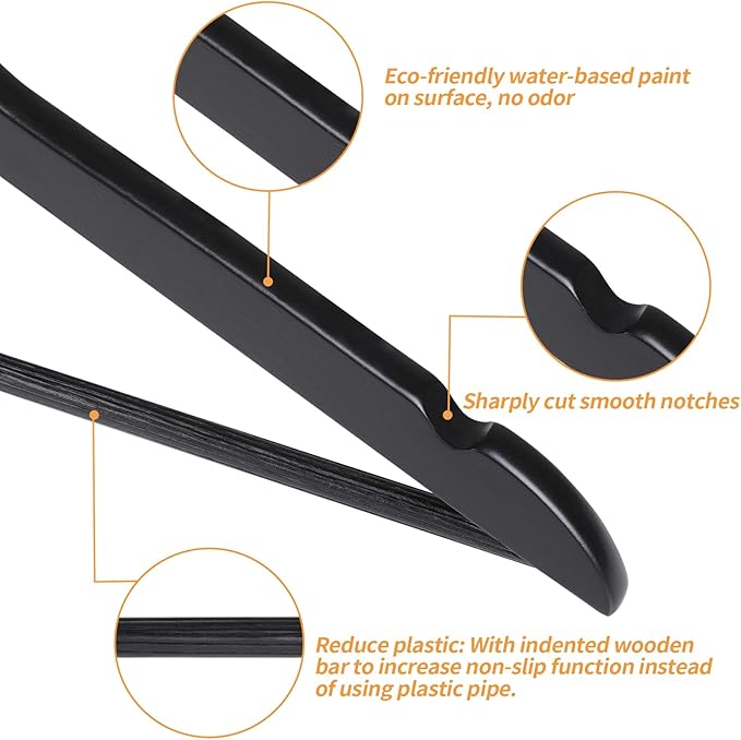 Amazon Basics Wood Suit Clothes Hangers, 30-Pack, Black