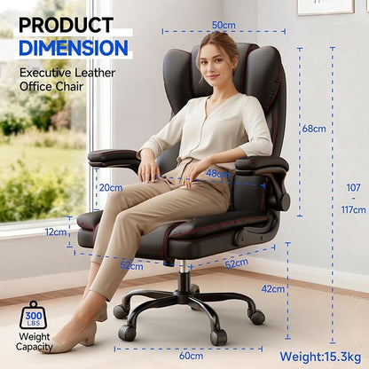 Big and Tall Office Chair Executive Chairs with Adjustable Armrests and Lumbar Support Ergonomic High Back Gaming Chair Computer Chair (Black, Oversized)