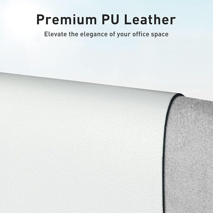 Aothia Faux Leather Desk Mat - Non-Slip PU Leather Desk Blotter, Waterproof Writing Surface, Large Desk Pad for Office & Home (Barely Grey, 55" x 17")
