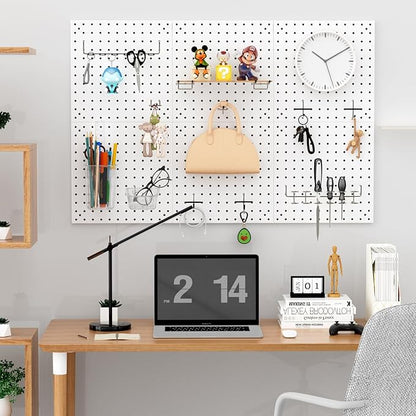 Peg Board Kit, Includes Pegboard and Accessories,with Hooks and Bins,Peg Board Wall Organizer for Office,Ornaments Display,Crafts Organization (66, White)