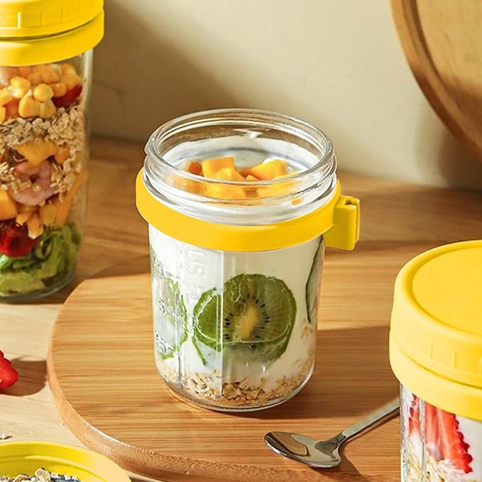 Mason Jars 16 oz with Lids, Overnight Oats Containers with lids for Oatmeal, Pudding, Yogurt,Salad Dressing Containers,Cereal Meal Prep Containers,DIY Gifts, Wedding, Party(12pcs)