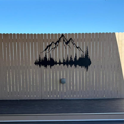 Wita Home Mountain and Forest Metal Wall Art, Wall Mounted Home Decor, Pine Trees and Mountain Wall Art for Living Room, Bedroom or Office, Large Outdoor Wall Decor, Nature Christmas Decor (Black, 80x53 inches)