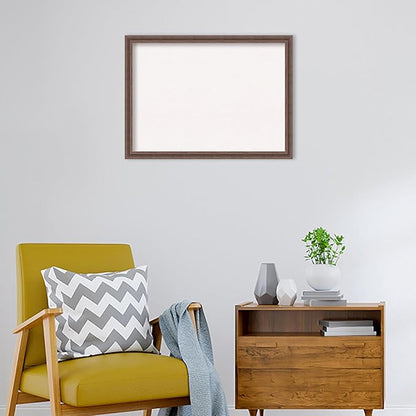 Amanti Art White Cork Board for Wall, 22x30 Vision Board with Brown Wood Frame, Medium Corkboard Office Decor for Home Organization, Country Rustic Corkboard Pinboard to Display Items for Home