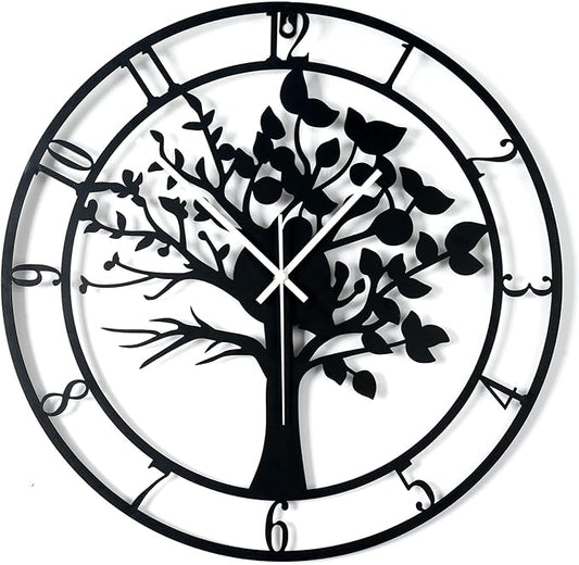 Blorple 24inch/60cm Large Tree of Life Wall Clocks for Living Room Decor,Bedroom,Battery Operated Big Metal Decorative Analog Silent Non Ticking Wall Clock,Room Wall Decor (Tree of Life, 24 inches)