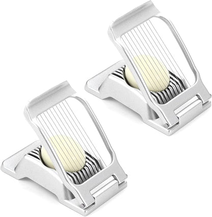 2 Packs Egg Slicer,Strawberry Slicers, Stainless Steel Wire Egg Slicer for Hard Boiled Eggs, Heavy Duty Aluminum Base Metal Egg Cutter for Egg Strawberry Soft Fruit & Food, Dishwasher Safe