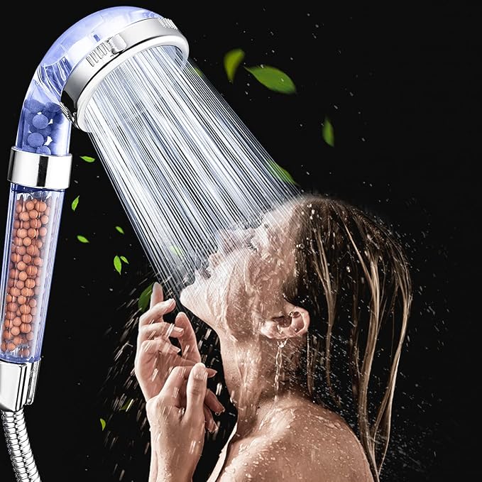 Nosame® Shower Head with Hose and Braket, Filter Filtration High Pressure Water Saving 3 Mode Function Spray Handheld Showerheads for Dry Skin & Hair