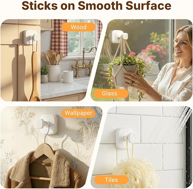 3 PCS Bathroom Hooks for Towels, Suction Cup Hooks for Shower, Door Hooks for Hanging Robe Loofah Removable Wall Hooks for Kitchen Glass Window White