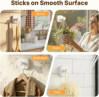 3 PCS Bathroom Hooks for Towels, Suction Cup Hooks for Shower, Door Hooks for Hanging Robe Loofah Removable Wall Hooks for Kitchen Glass Window White