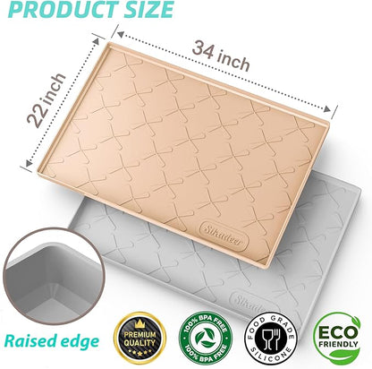 SIKADEER Silicone Under Sink Mats for Kitchen Waterproof 34" x 22", Raised Edge Cabinet Protector Shelf Liner, Bathroom Organizers and Storage Boot Tray Pet Mat
