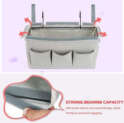 Loghot Bedside Caddy/Bedside Storage Bag Hanging Organizer for Bunk and Hospital Beds,Dorm Rooms Bed Rails,Can be Placed Glasses,Books,Mobile Phones,Keys (New Grey)