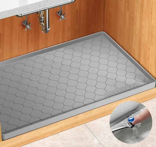 Winisok Silicone Under Sink Mat 37" x 19", kitchen Essentials and Gadgets, Shelf liner and Cabinet Protector, Home Organizers and Storage, Waterproof Bathroom Tray