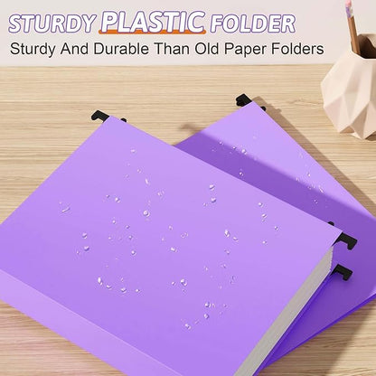 Nordun Extra Capacity Plastic Hanging File Folder Letter Size,12 Pack Reinforced Hang Folders with Heavy Duty 2 Inch Expansion,Durable Hanging Organizer Designed for Bulky Files, Medical Charts