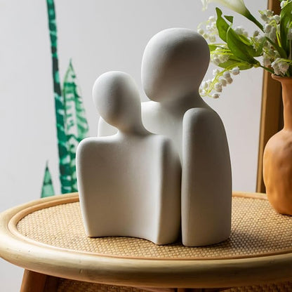 Ceramic Couple Statue Modern Shelf Decor Knick Knacks for Shelves, Valentine's Day Wedding Gifts, Home Decor for Living Room, Bedroom, Bookshelf & TV Stand (XL)