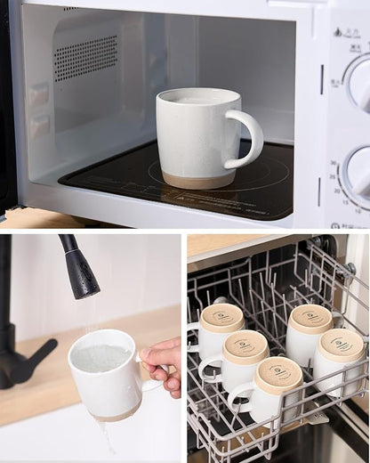 famiware Coffee Mugs for 4, 13 oz Mug Set, Dringking Cup with Handle for Coffee, Tea, Cocoa, Milk, Milkyway serise, White