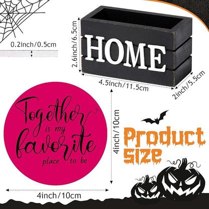 Queekay Coasters Set of 6 House Warming Gifts New Home Wooden Farmhouse Drink Coasters with Holder 4'' Funny Decoration for Kitchen Family Coffee Bar Tabletop Protection(Bright Color)