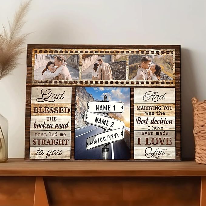 Love Signal Personalized Couple Canvas Wall Art, Custom Photo Print Canvas/Poster/Frame, Anniversary, Valentine, Wedding, Birthday Gifts for Him Her Boyfriend Girlfriend, Husband Wife Bedroom Decor