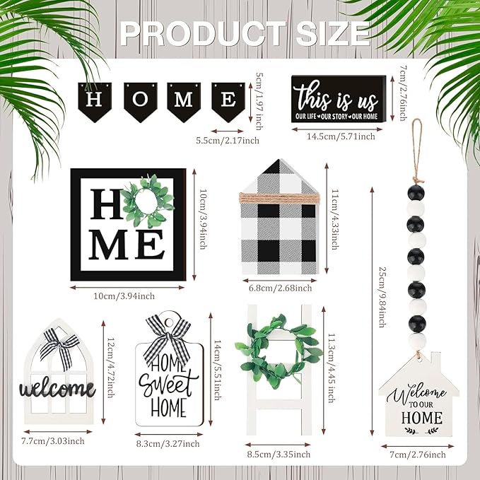 Set of 11 Home Tiered Tray Decor This is us Rustic Farmhouse Tiered Tray Decorations Set Home Wooden Signs Vintage Farm Animal Farmhouse Tabletop Wood Signs for Kitchen Table Shelf Decor