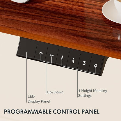 FLEXISPOT EN1 One-Piece Standing Desk with 1-Inch Thick Seamless Desktop, 48"x30" Electric Height Adjustable Desk for Home Office, Multi-Monitor Setups & Easy Assembly, Mahogany