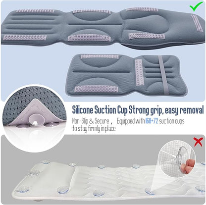 Luxury Full Body Bathtub Pillow 6D Air Mesh,Extra Long Bath Pillow for Tub Non Slip,Soft Relax Tub Pillow for Bath Head Neck Back Waist Support,Large Thick Spa Bathtub Cushion (Gray)