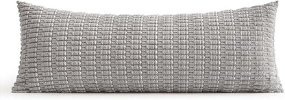 MIULEE Pack of 1 Light Grey Long Body Lumbar Decorative Throw Pillow Cover 14x36 Inch for Bed Couch Sofa Living Room Soft Boho Pillow Cover Modern Farmhouse Home Decor