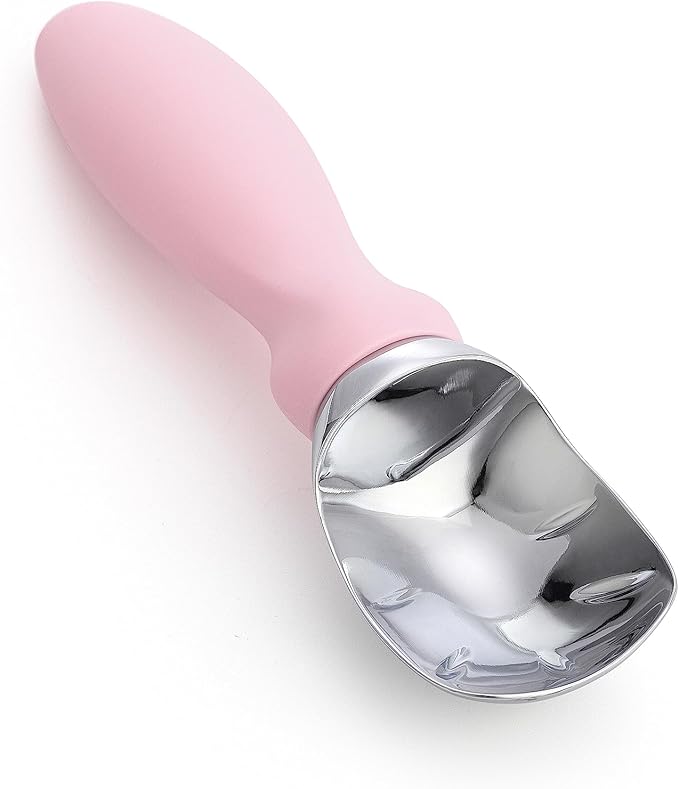 Spring Chef Ice Cream Scoop with Soft Grip Handle, Professional Heavy Duty Sturdy Scooper, Premium Kitchen Tool for Cookie Dough, Gelato, Sorbet, Pink Lemonade
