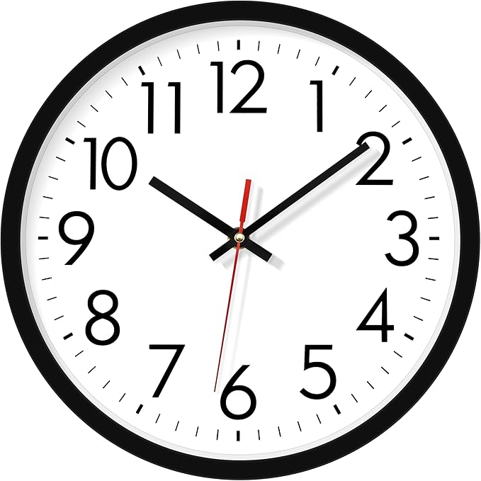Lumuasky Wall Clock Silent Non-Ticking 12 Inch Quartz Battery Operated Round Analog Wall Clock with Easy to Read Large Numbers for Classroom,School, Office, Living Room, Bedroom,Kitchen