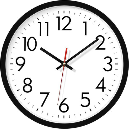 Lumuasky Wall Clock Silent Non-Ticking 12 Inch Quartz Battery Operated Round Analog Wall Clock with Easy to Read Large Numbers for Classroom,School, Office, Living Room, Bedroom,Kitchen